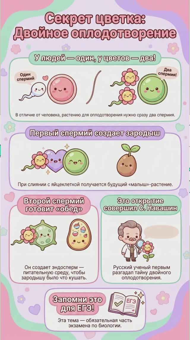 У растений бывает тройня? Двойное оплодотворение