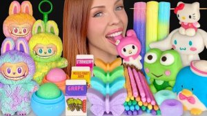 АСМР МУКБАНГ Пастельная еда, Съедобный Лабубу, Hello Kitty