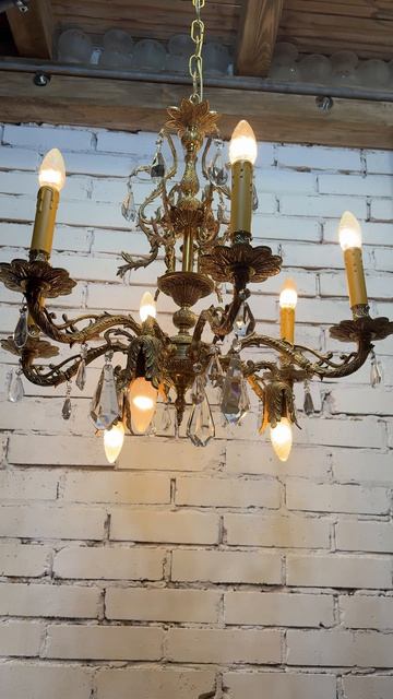 Изысканная бронзовая люстра с ангелами-атлантами 20717