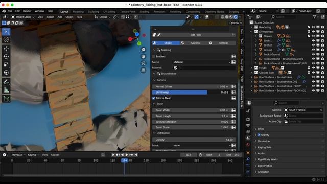 Brushstrokes Tools Add-On - Blender 4.3.2 Painterly Style Experiment #2