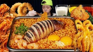 АСМР ЕДА КОРЕЯ | МУКБАНГ | ОГРОМНЫЙ ЗАПЕЧЕННЫЙ КАЛЬМАР