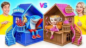 Строим Удивительный Домик Балерина Капучина vs Тралалеро Тралала # Смешные Челленджи от Candy DO