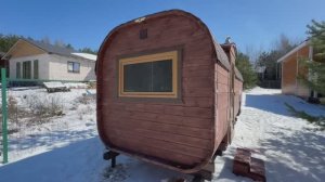 Баня бочка «Квадро» 6 метров с боковым входом и душевым поддоном купить в Городце.