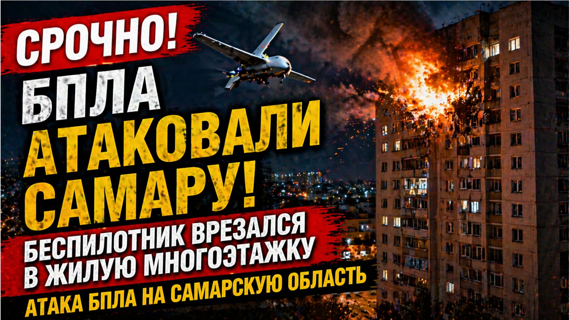 СРОЧНО! БПЛА Атаковали Самару! Беспилотник врезался в жилую многоэтажку. Новости Сегодня Самара
