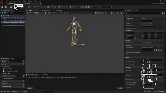 5. Creating a player blueprint and adding a 3D rigg to it смотреть онлайн