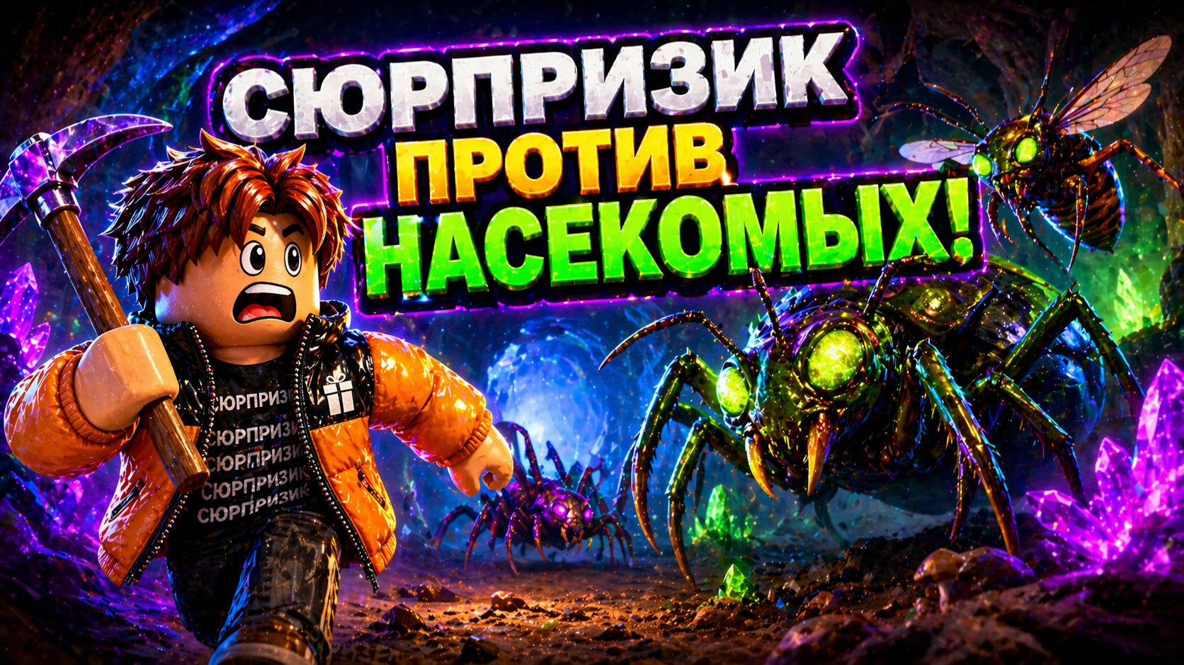 😨СЮРПРИЗИК ПРОТИВ НАСЕКОМЫХ! 🐜 НАШЁЛ СЕКРЕТНУЮ ПЕЩЕРУ В КОСМОСЕ 💎 ROBLOX БЕЗУМИЕ! 🔥