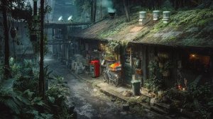 Hidden Cyberpunk Market Lane — Night Rain [3D Binaural] Calm Cyberpunk Ambient