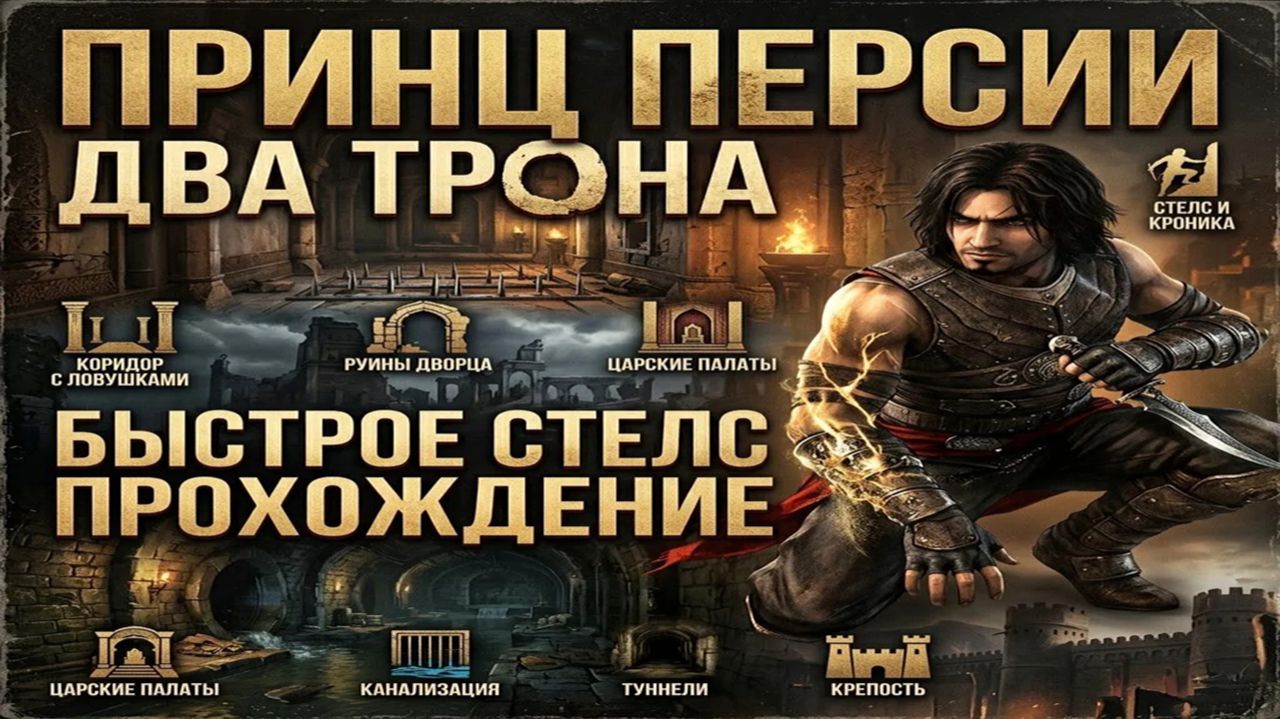 Принц Персии/ Два трона/Быстрое стелс прохождение.
Коридор с ловушками, Руины дворца, Царские палаты