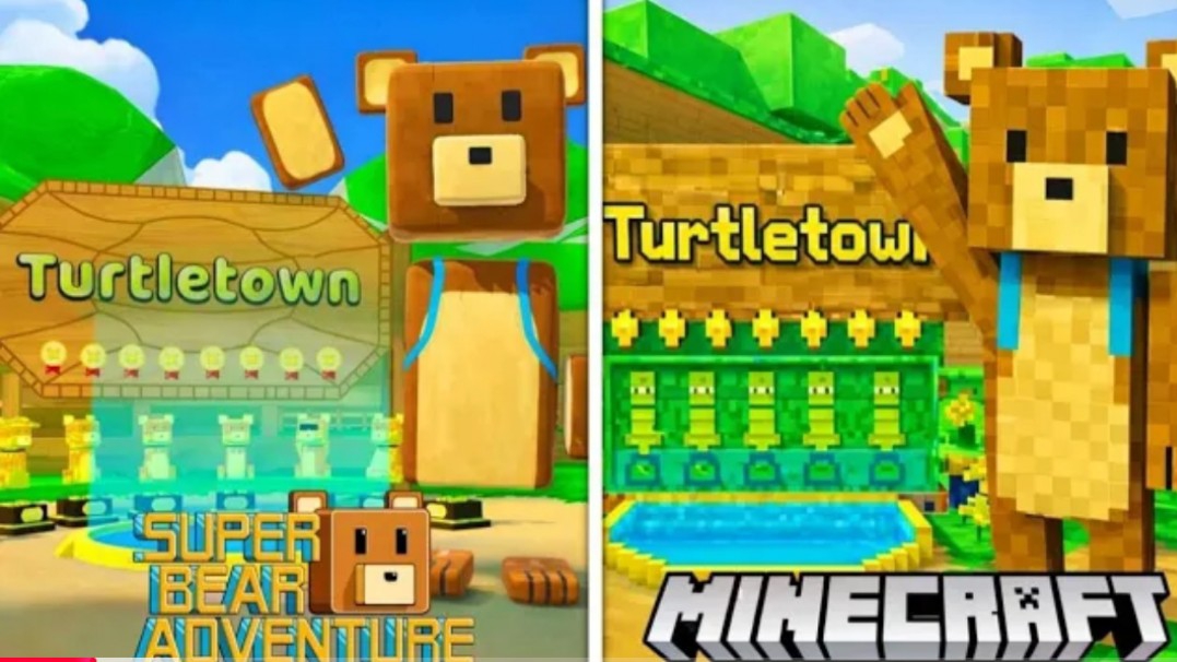 Приключение супер-медведя, но это Майнкрафт.