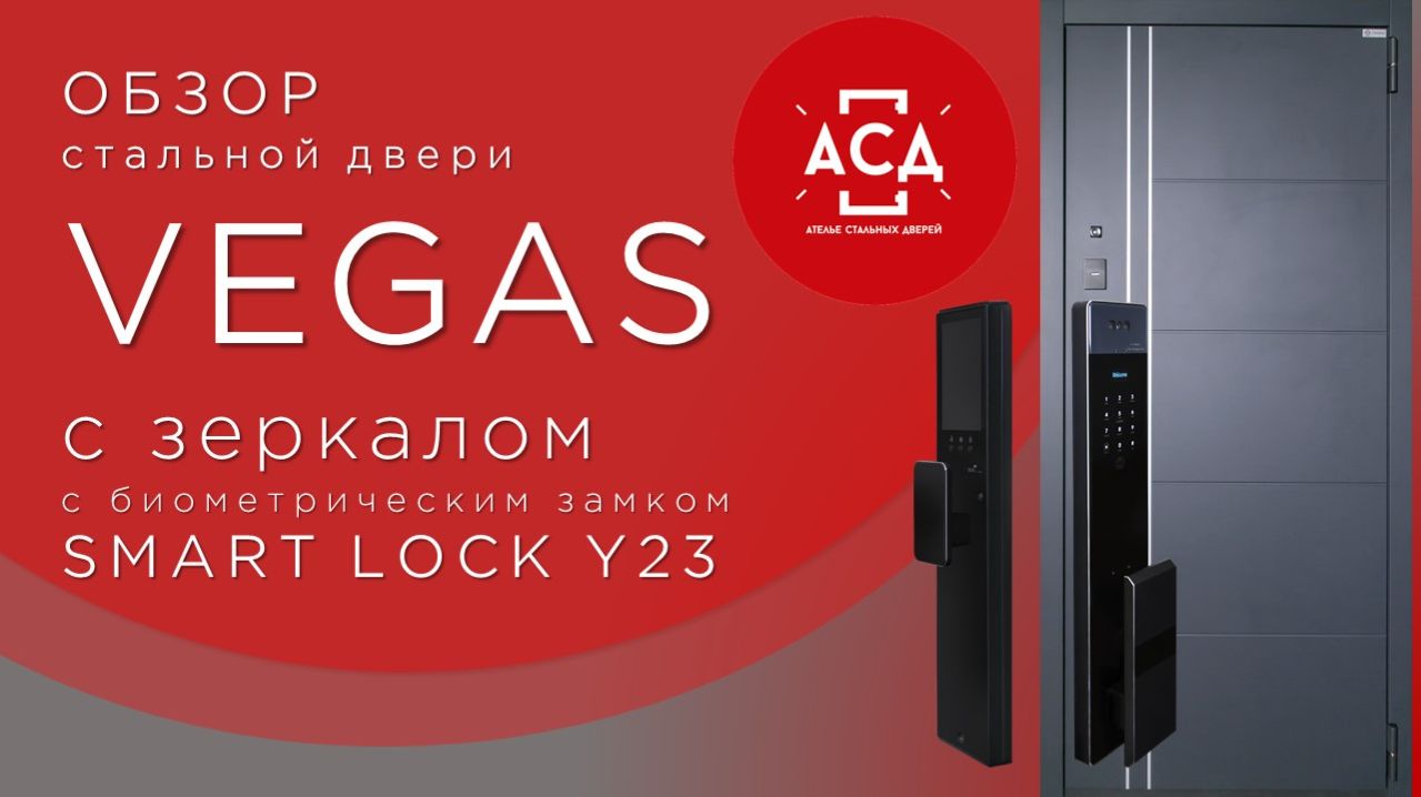 Стальная дверь Vegas с зеркалом с биометрическим замком Smart lock Y23