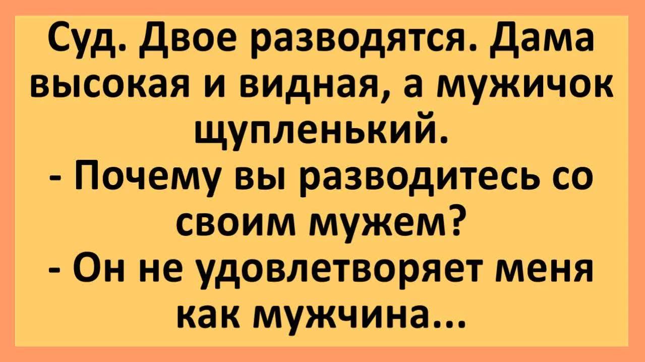 Суд, двое разводятся. Жена: он не удовлетворяет меня! | Анекдоты смешные | Юмор