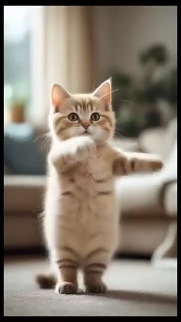 🐾 Котёнок вальсирует под музыку — когда грация встречается с неуклюжестью!