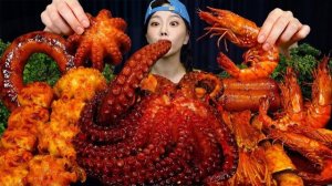 АСМР ЕДА КОРЕЯ | МУКБАНГ | ПИКАНТНЫЙ РЕЦЕПТ С ОСЬМИНОГОМ