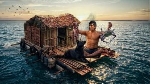 Выживание на плоту из мусора вместе с моей собакой | Нашли заброшенный дом и пресную воду!