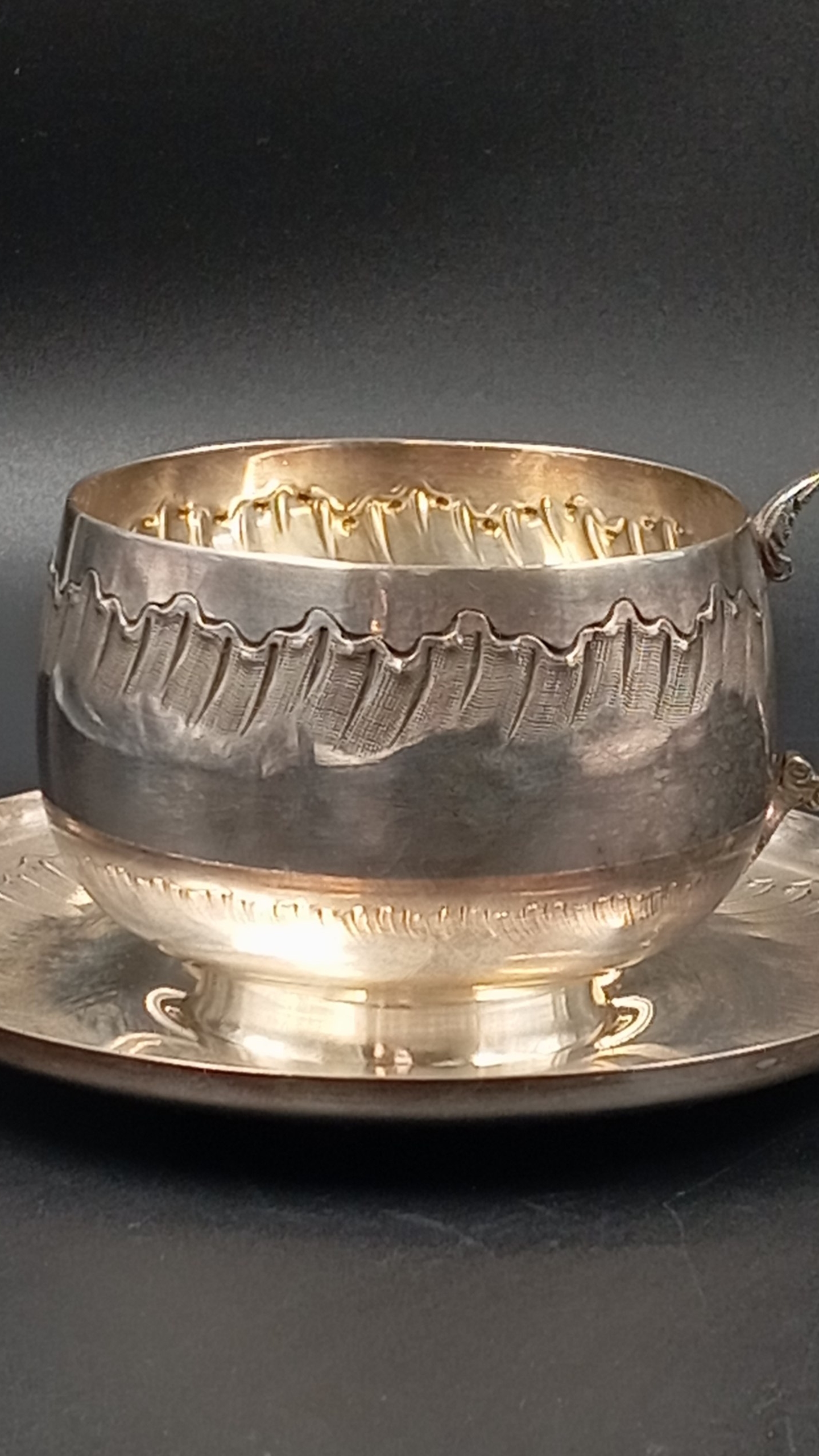 Посеребренная чайная пара 19 век / 1226.