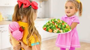 Кулинарные приключения: Алиса и Саша выбирают полезное вместо вредного🍏🍫🍩