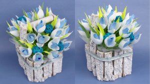 Весенний букет с подснежниками из конфет. Мастер класс. Подарок на 8 марта