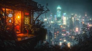 A Cyberpunk Sanctum high Above Night City With Cyberpunk Ambient Background Music-(1080p30)