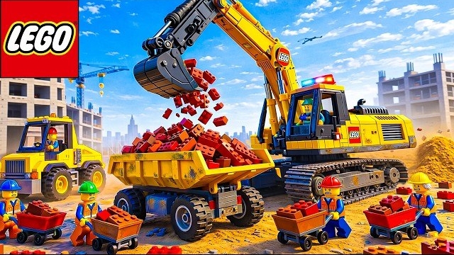 ГИГАНТСКИЙ экскаватор LEGO Technic загружает кирпичи! Отличная постройка! Забавный эксперимент Lego