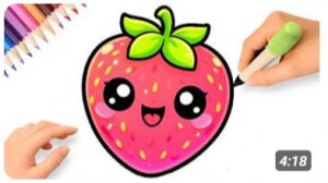 КАК ПРОСТО НАРИСОВАТЬ МИЛУЮ КЛУБНИКУ В СТИЛЕ КАВАЙИ🍓