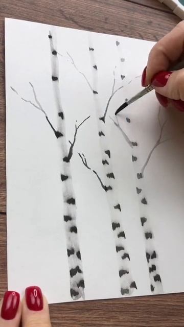 Как быстро и красиво нарисовать берёзы