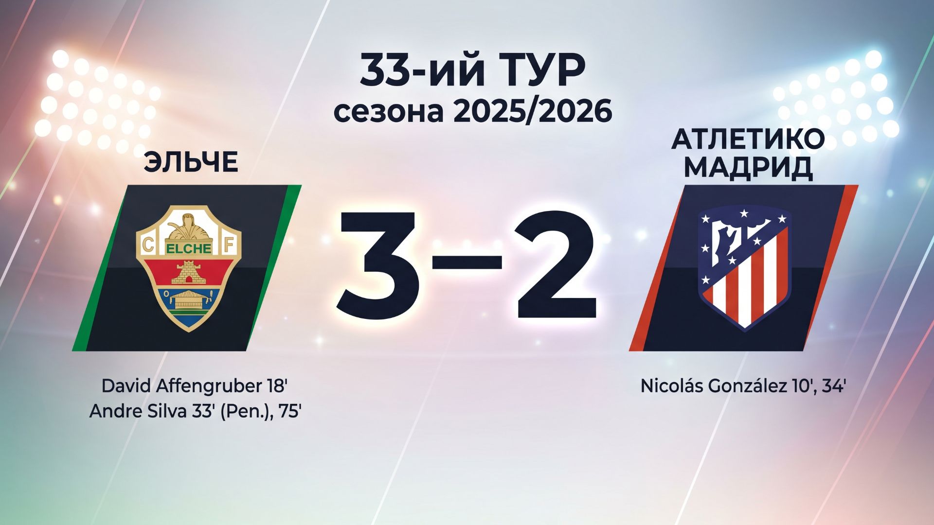 ГОЛЫ ЭЛЬЧЕ - АТЛЕТИКО МАДРИД // 33-ИЙ ТУР ЛА ЛИГА 25/26