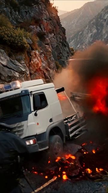 Автокатастрофа грузовика на горной дороге #транспорт #авария #грузовик