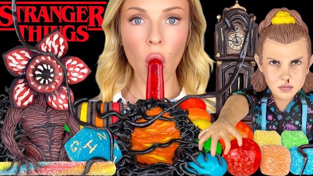 АСМР МУКБАНГ, Очень странные дела, Одиннадцать,  Демогоргон, Съедобные часы 