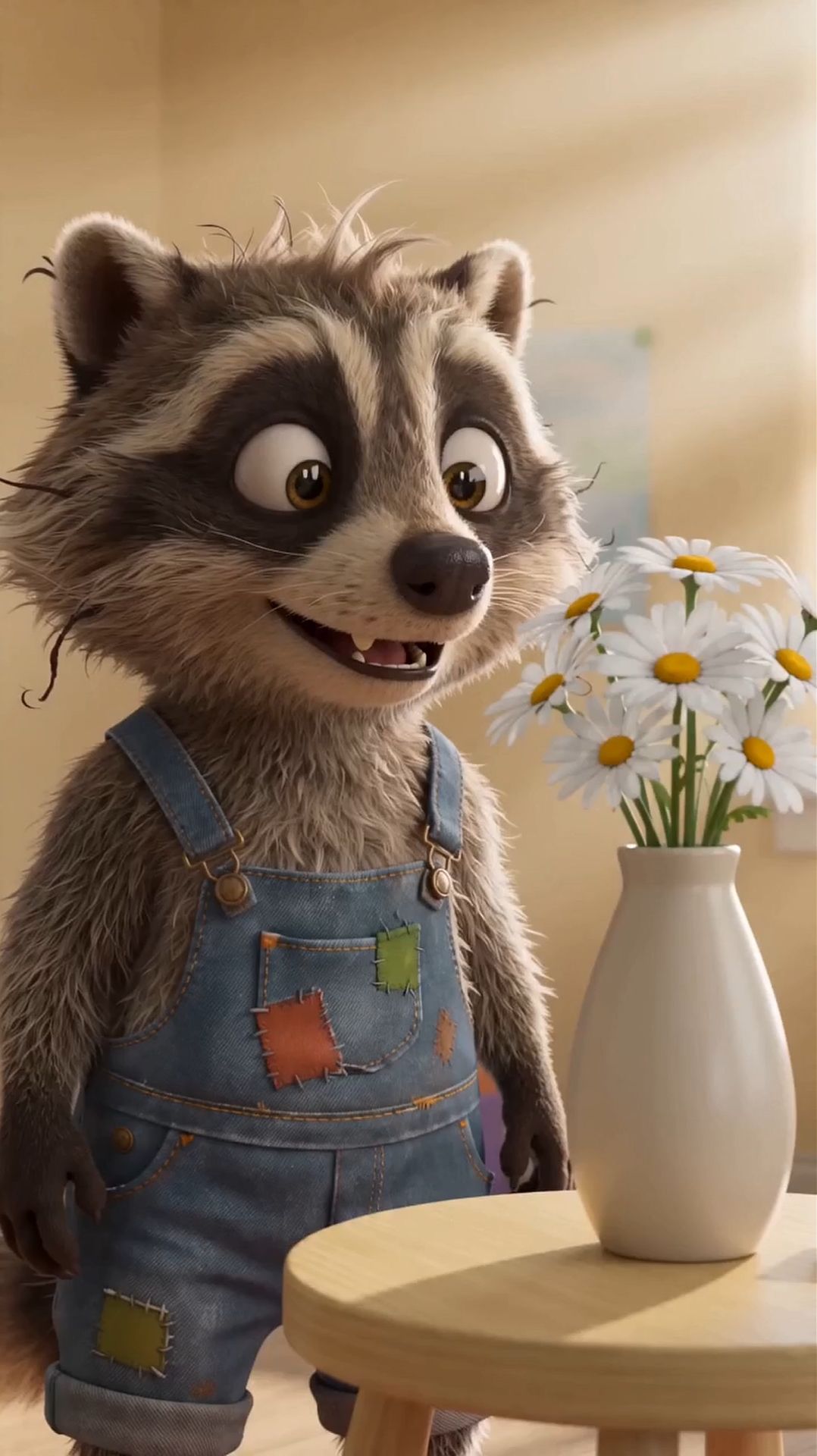 Енот и ромашки!