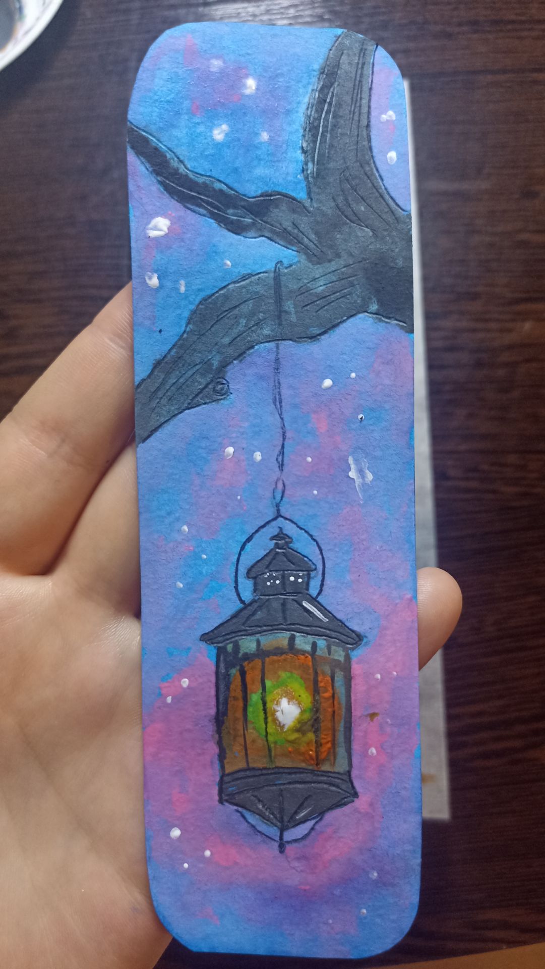 Рисунок гуашью / Лампа на дереве