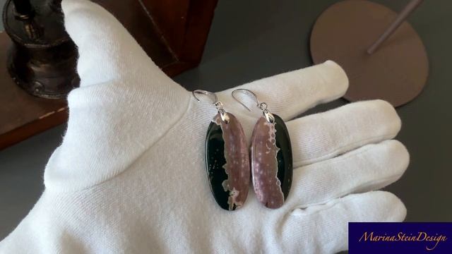 Серьги Серебряные с океанической яшмой