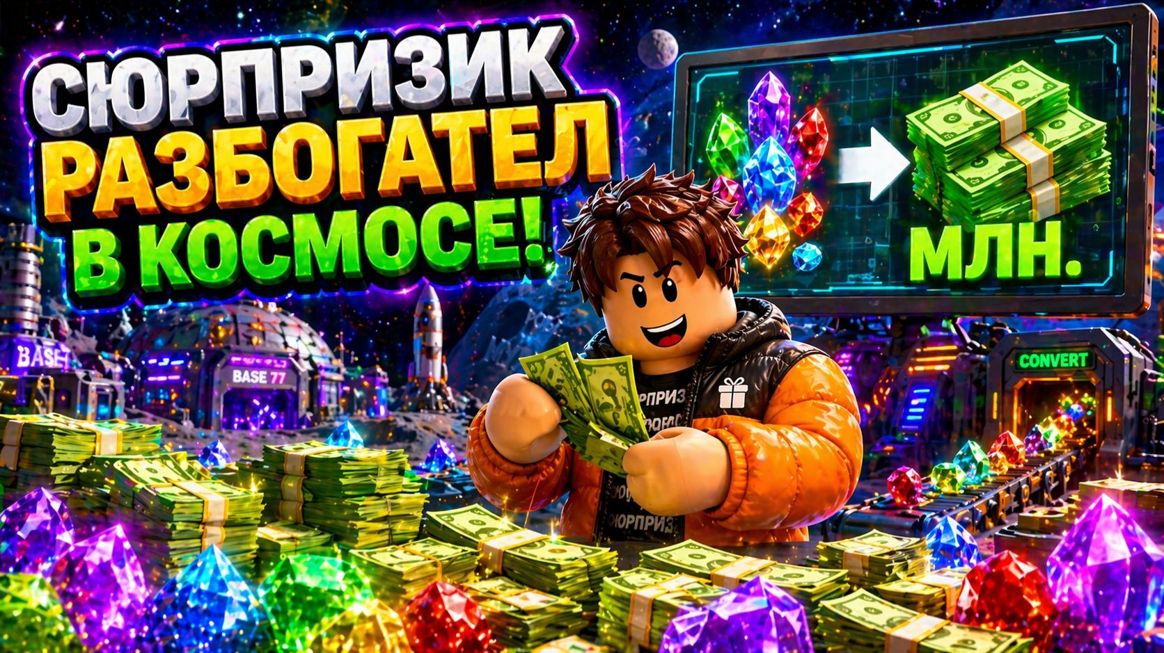 💵СЮРПРИЗИК СТАЛ МИЛЛИОНЕРОМ! 🤑 ПРОДАЛ ВСЕ КРИСТАЛЛЫ В КОСМОСЕ ✨ ROBLOX ТАЙКУН 🚀