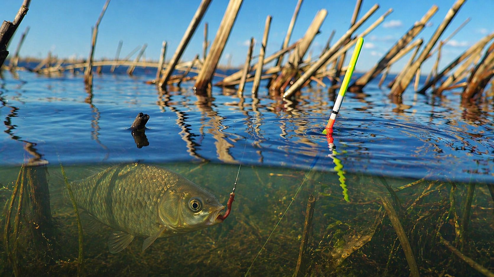  Карась РВАЛ поплавок даже в сильный ветер!