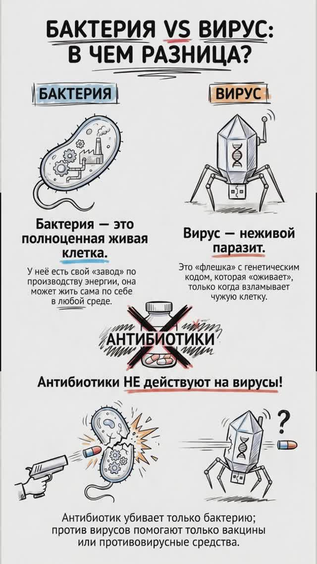Бактерия vs Вирус: Не перепутай на тесте!
