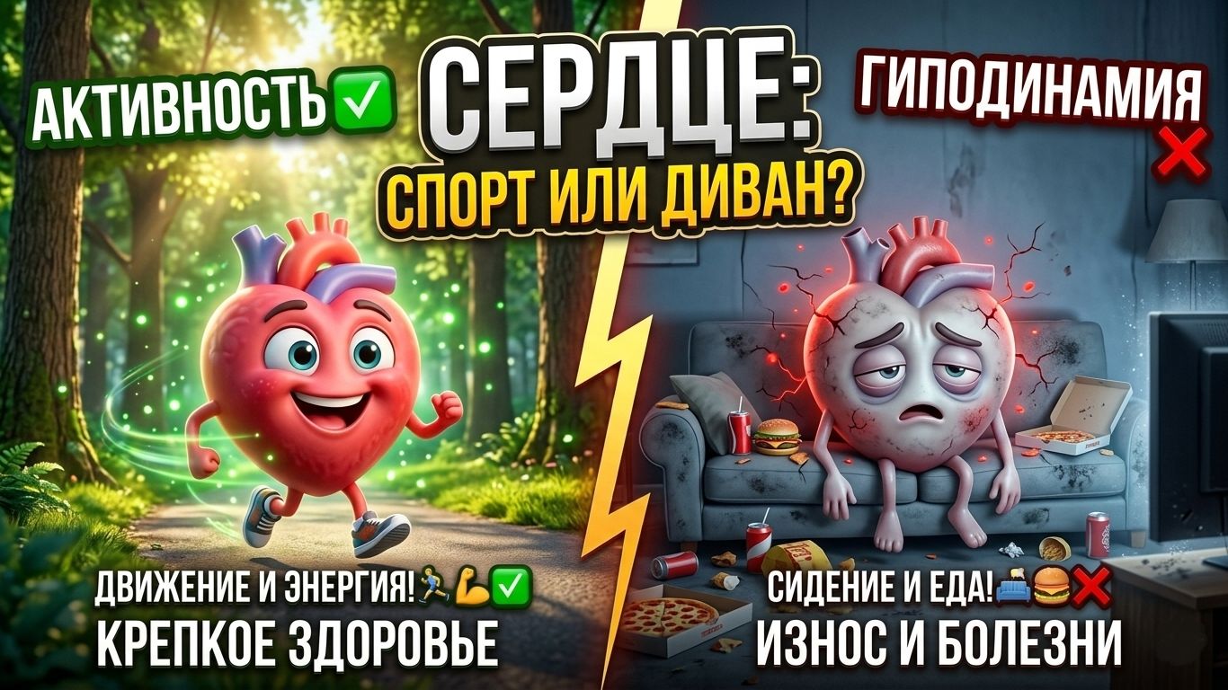 Спорт или Диван? Что убивает твое сердце? 🫀🏃♂️