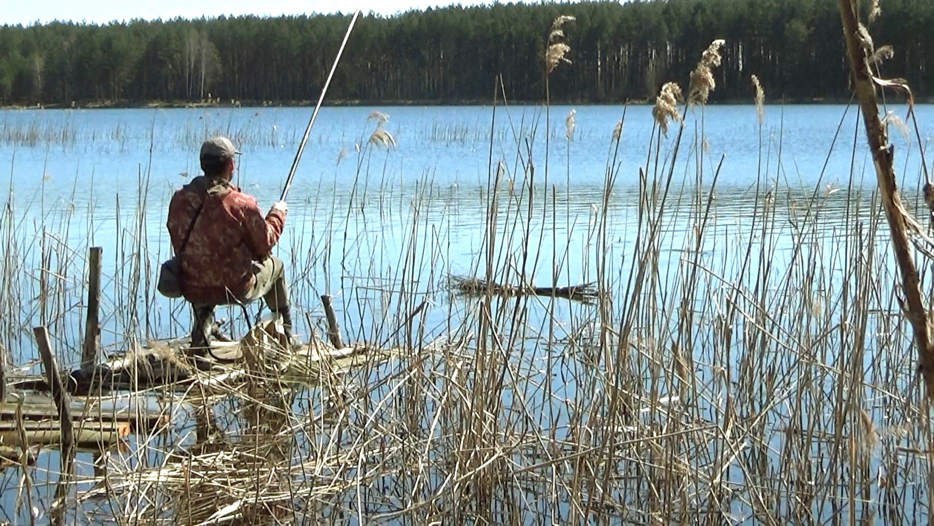 Ловля плотвы с настила  рано весной. Рыба клюёт но не везде. Холод не отступает..