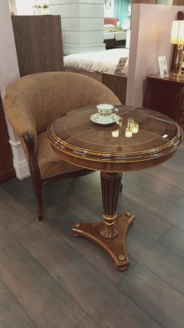 Кресло К102, мод.3, отделка 1, ткань Western Cinnamon и кофейный столик Флориана Интарсия