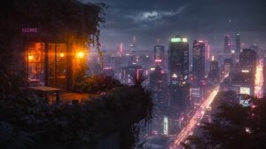 A Cyberpunk Lookout Above Night City With Relaxing Cyberpunk Ambient Music