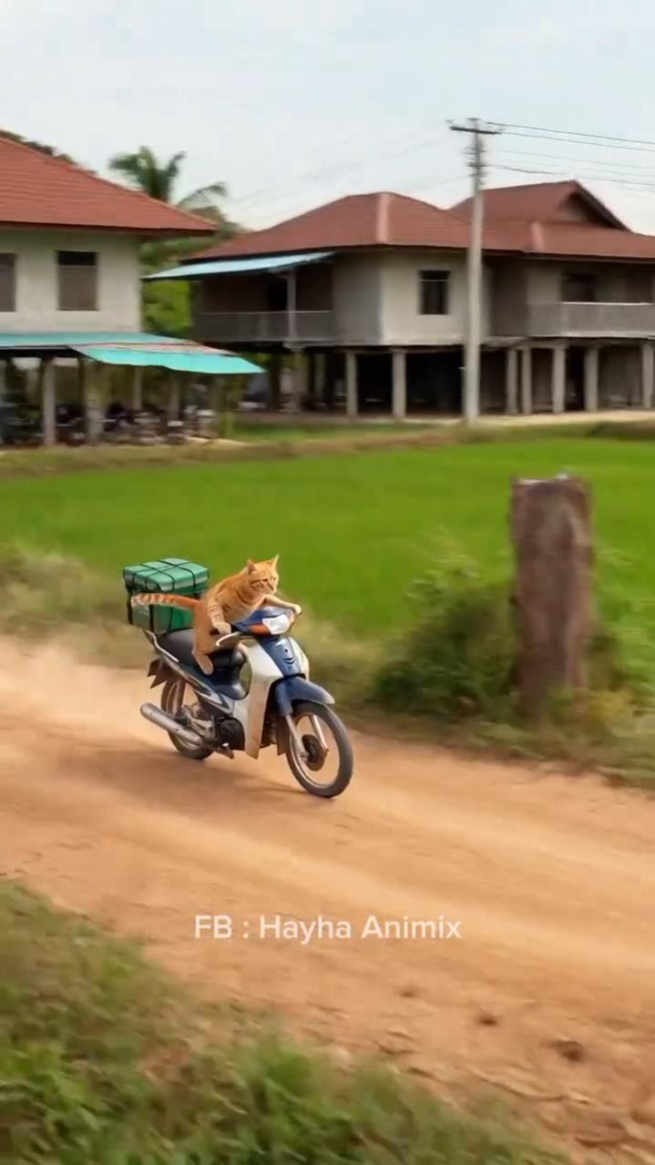 Рыжая киса  доставщик на скутере! Когда курьер опаздывает а лапки уже чешутся!