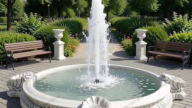 Бортбассейн фонтана круглый 4 с орнаментом с ракушками