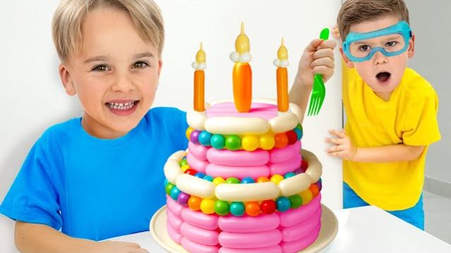 Крис и Алиса играют с воздушными шарами — весёлая история для детей