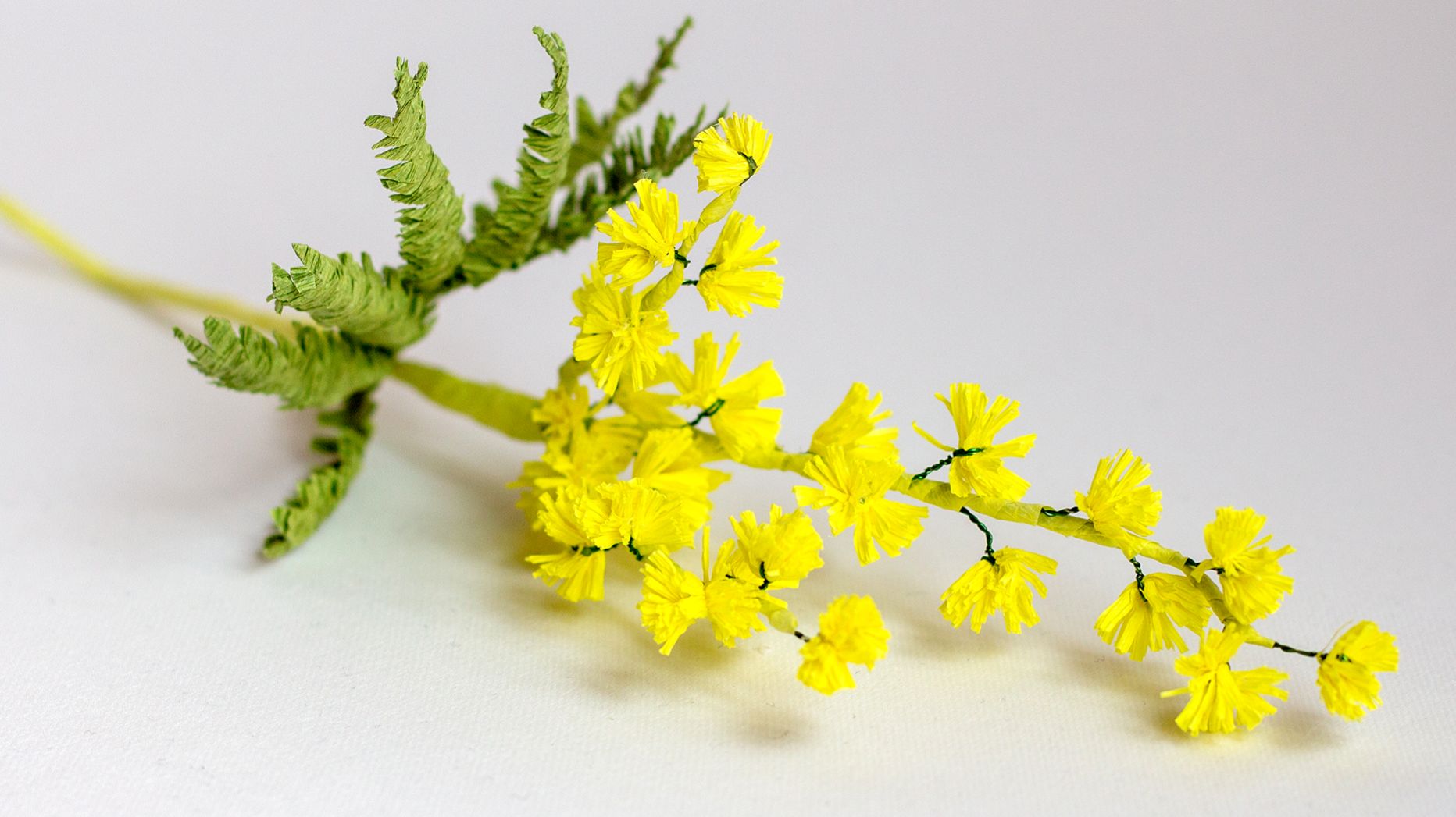 Мимоза из гофрированной бумаги. Весенние цветы