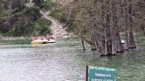 Кипарисы, озеро и лодки с туристами 22 апреля. Показывает Дмитрий Сорвенков.