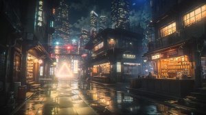 Night Street： Rainy Cyberpunk Ambient [FOCUS-RELAX] Calm Blade Runner Music Vibes-(1080p30)