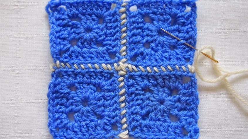 Соединение мотивов.Как соединить мотивы иглой. Как соединить бабушкины квадраты.Уроки вязания МК 202