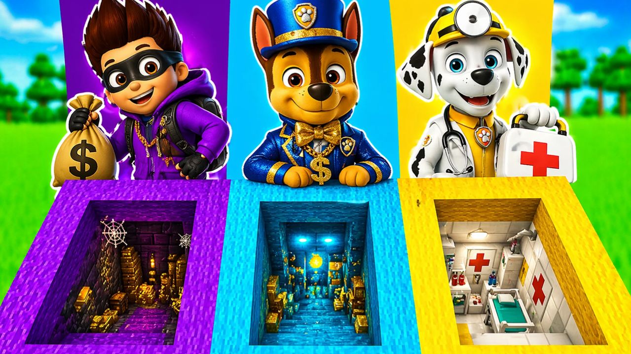 Выбери ПРАВИЛЬНЫЙ ПОДВАЛ ГОНЩИК БОГАЧ МАРШАЛ ДОКТОР РАЙДЕР БАНДИТ ЩЕНЯЧИЙ ПАТРУЛЬ в МАЙНКРАФТ