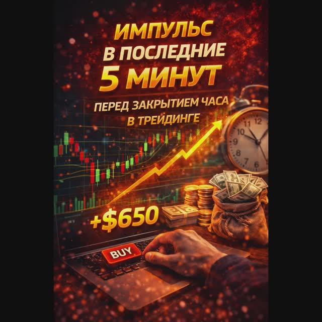 Импульс в последние 5 минут перед закрытием часа в трейдиге