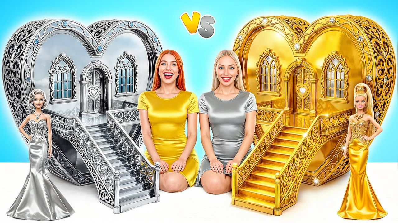Строим Удивительный Кукольный Домик # Золотой vs Серебряный Челлендж от Candy DO
