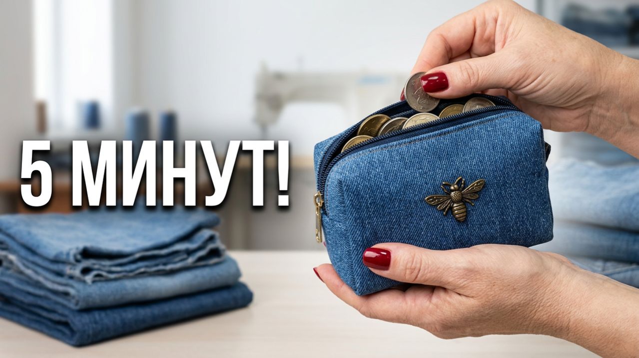 🧵 Я СШИЛА ЭТО ЗА 5 МИНУТ! КОШЕЛЁК ДЛЯ МОНЕТ ИЗ СТАРЫХ ДЖИНСОВ