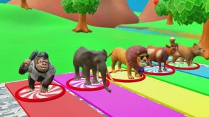 МУЛЬТИКИ ПРО ЖИВОТНЫХ ДЛЯ ДЕТЕЙ 🐘 Слон Горилла Бегемот Тигр скатываются с горки 💥